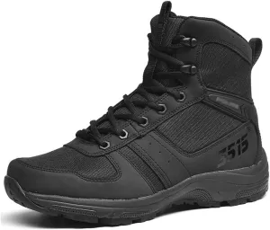 Mens Tactical Boots, Non-Slip Commando Combat Boots Outdoor Hiking Breathable Cowhide Military Boots,Black- 45/UK 10.5/US 11