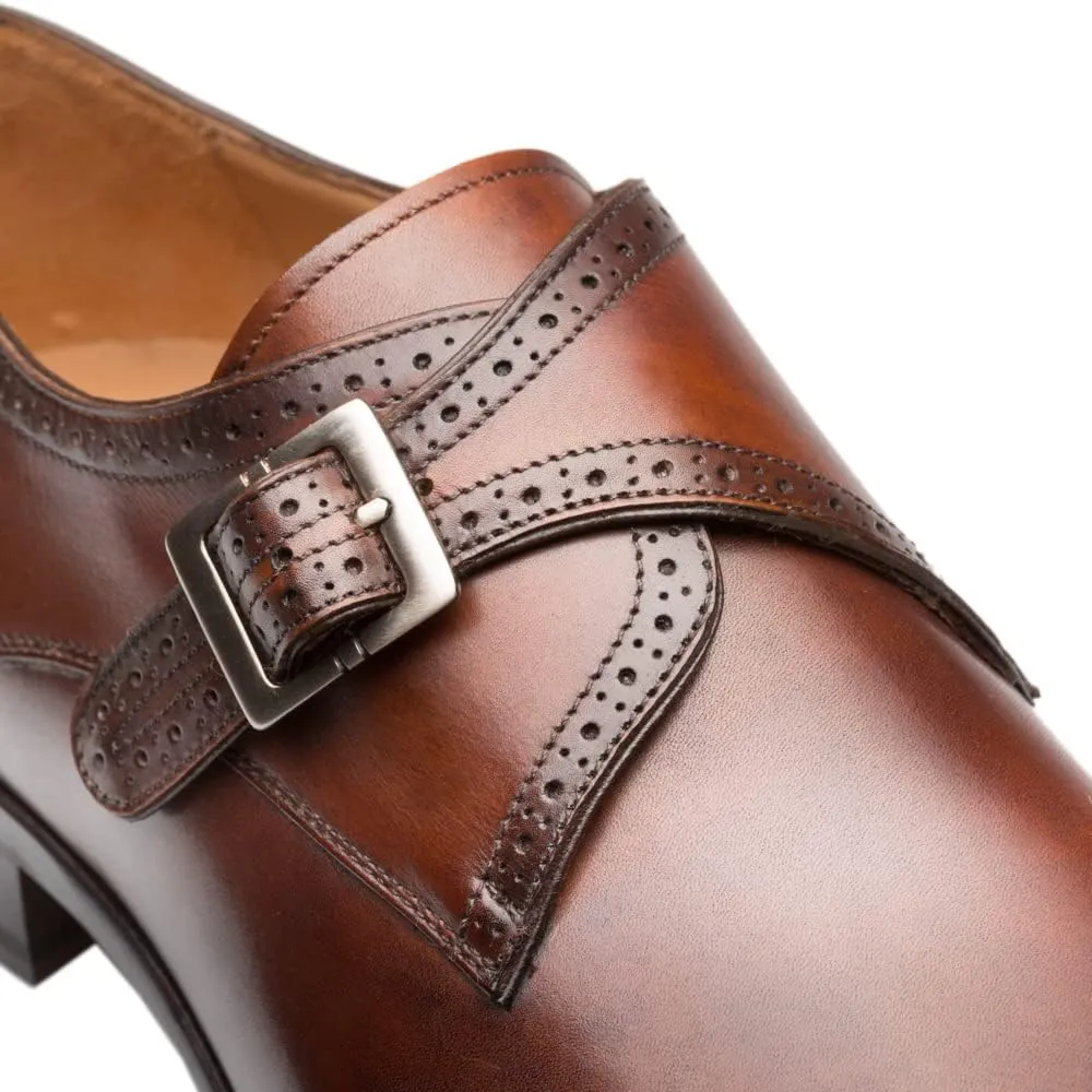 Mezlan - Forest - Men's Wing Tip Monk Strap - Hand-Burnished European Calfskin with Saddle Shoe Accents - Handcrafted in Spain