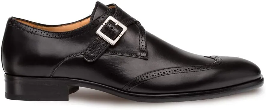 Mezlan - Forest - Men's Wing Tip Monk Strap - Hand-Burnished European Calfskin with Saddle Shoe Accents - Handcrafted in Spain