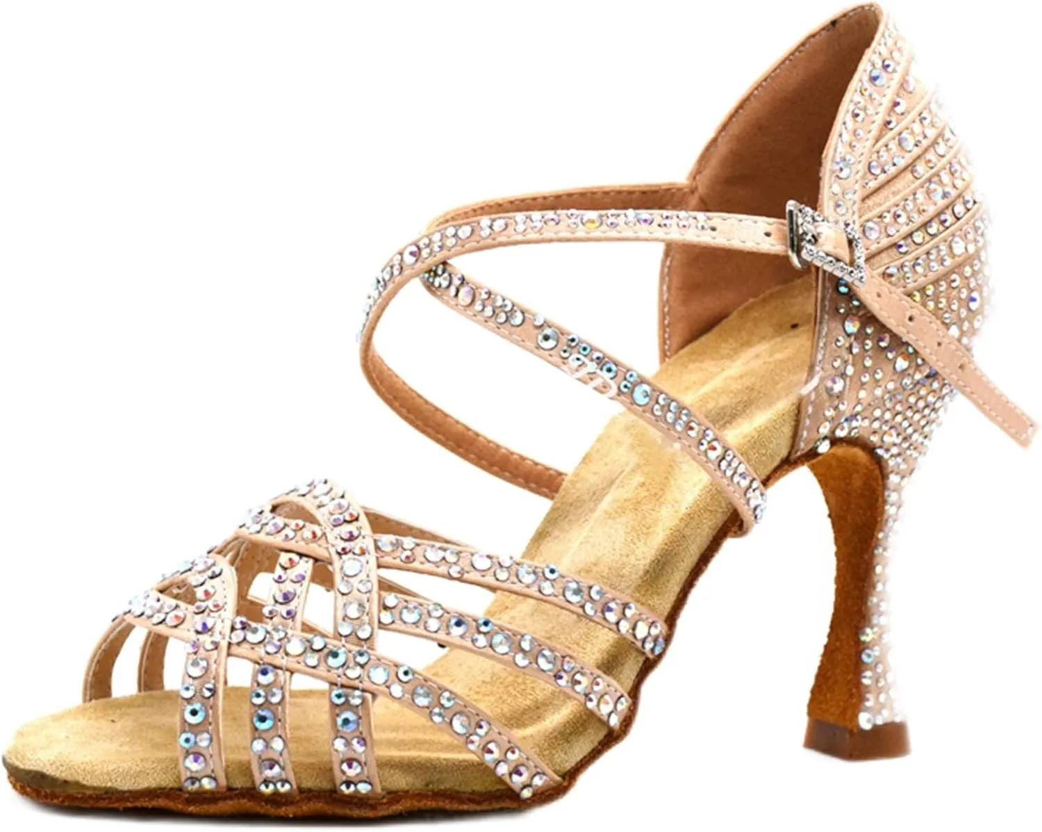 Minishion Women's Fashion Latin Crystals Dance Shoes Wedding Prom Sandals