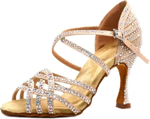 Minishion Women's Fashion Latin Crystals Dance Shoes Wedding Prom Sandals
