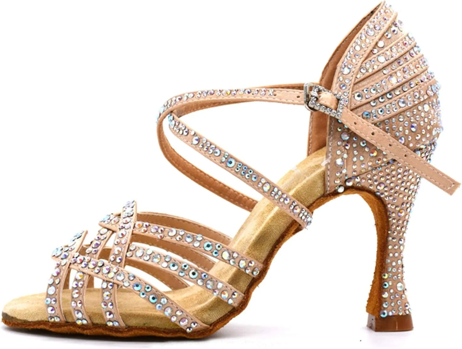 Minishion Women's Fashion Latin Crystals Dance Shoes Wedding Prom Sandals