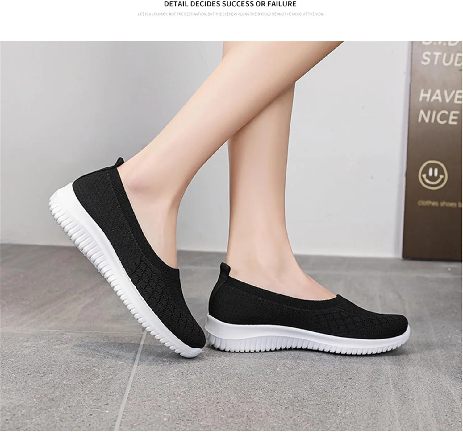 Mmoneyake Walk Shoes for Women Woven Orthopedic Breathable Soft Shoes Knit Low Wedge Dressy Ballet Shoes Arch Support Walking Shoes Slip On Diabetic Foam Shoes Sneakers