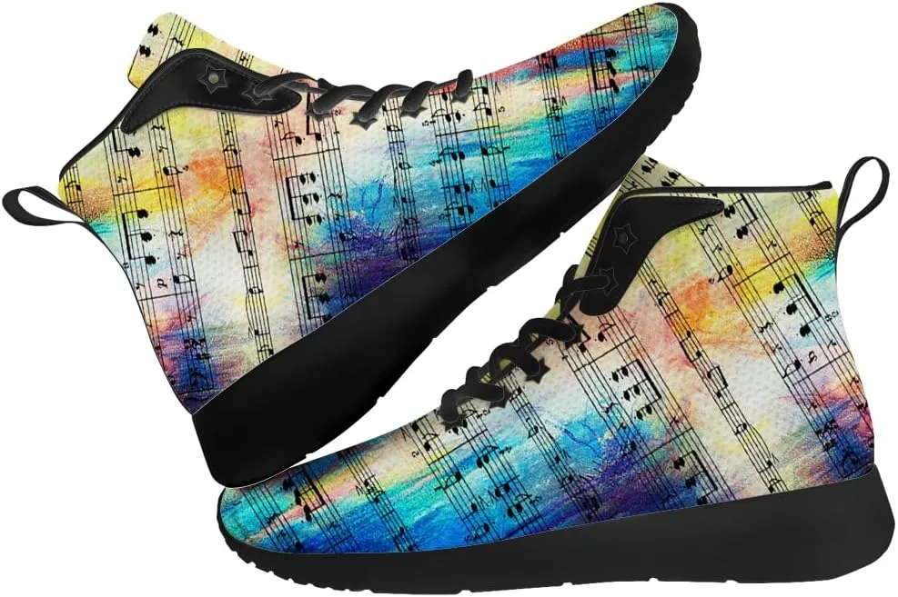Music Shoes for Women Men Music Note High Top Sneakers High Top Shoes Gifts for Men Women