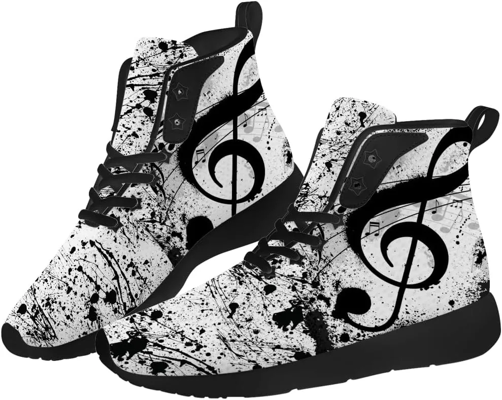 Music Shoes for Women Men Music Note High Top Sneakers High Top Shoes Gifts for Men Women