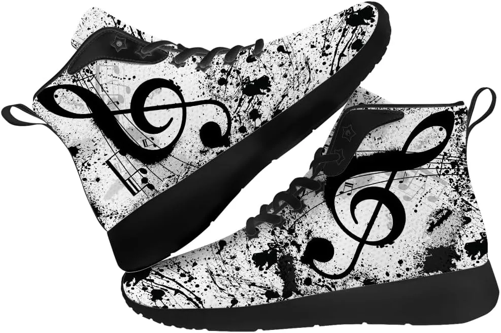 Music Shoes for Women Men Music Note High Top Sneakers High Top Shoes Gifts for Men Women