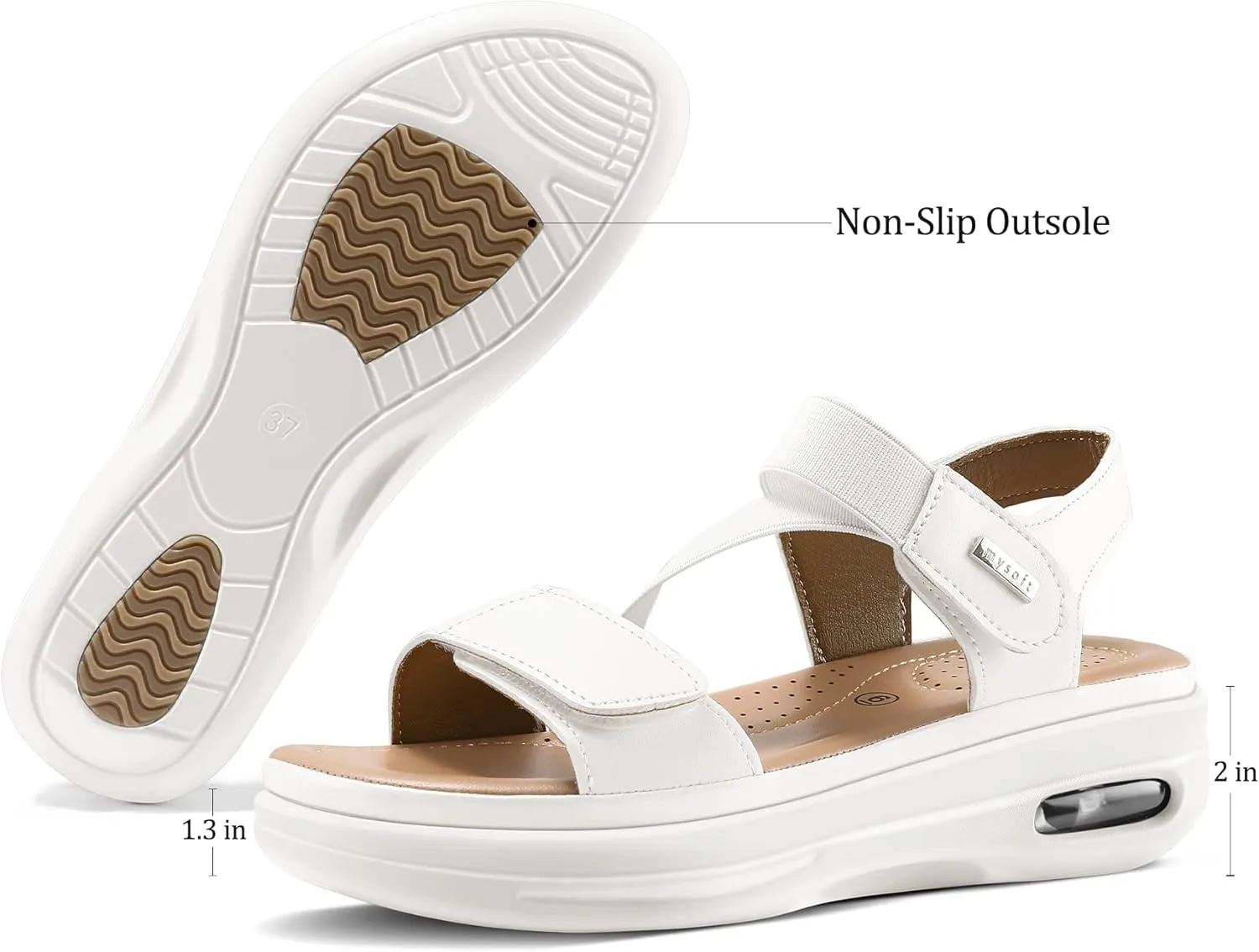 mysoft Women's Summer Walking Sandals Air Cushion Support Platform Ankle Strap Shoes Comfortable Casual Wedge Sandals