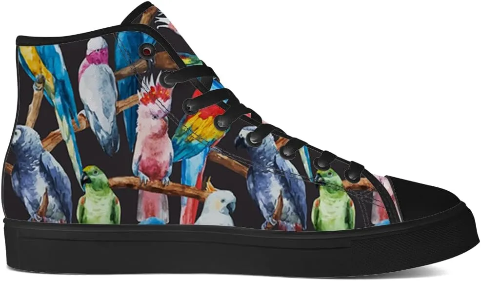 Parrot High Top Canvas Shoes for Men Women Bird High Top Sneakers Lace Up Casual Shoes Gifts for Dad Mom