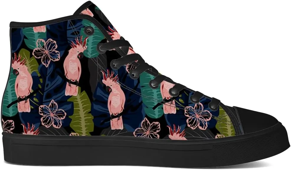 Parrot High Top Canvas Shoes for Men Women Bird High Top Sneakers Lace Up Casual Shoes Gifts for Dad Mom