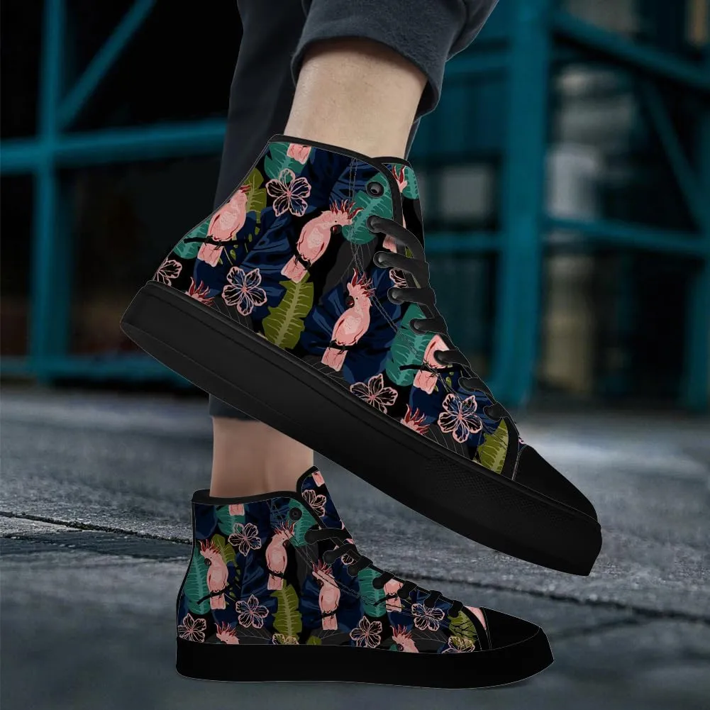 Parrot High Top Canvas Shoes for Men Women Bird High Top Sneakers Lace Up Casual Shoes Gifts for Dad Mom