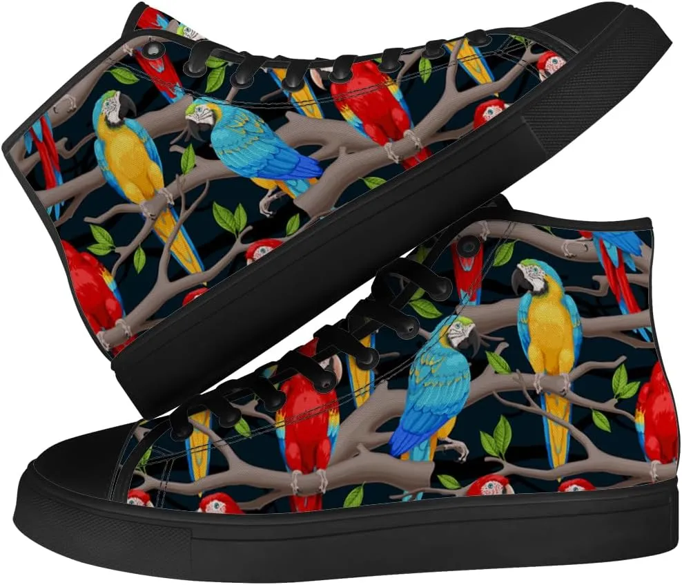 Parrot High Top Canvas Shoes for Men Women Bird High Top Sneakers Lace Up Casual Shoes Gifts for Dad Mom