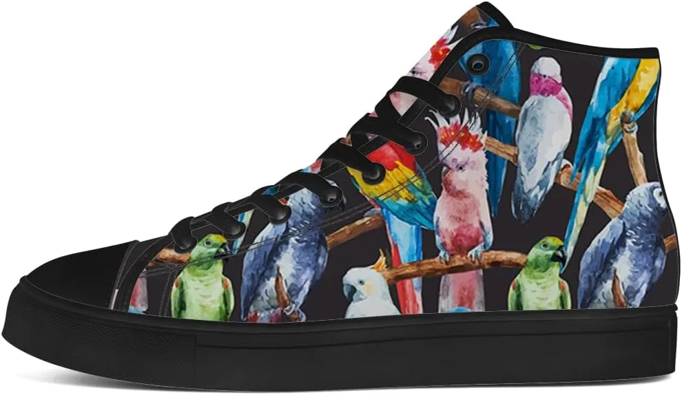 Parrot High Top Canvas Shoes for Men Women Bird High Top Sneakers Lace Up Casual Shoes Gifts for Dad Mom