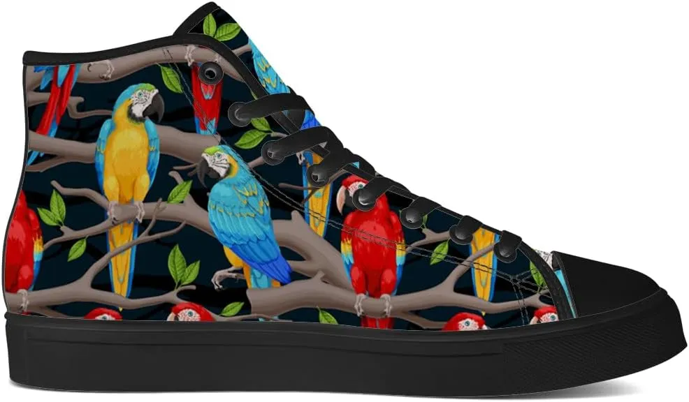 Parrot High Top Canvas Shoes for Men Women Bird High Top Sneakers Lace Up Casual Shoes Gifts for Dad Mom