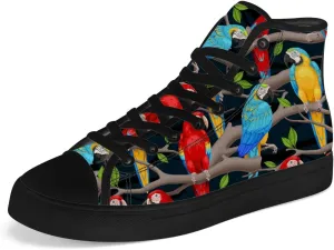 Parrot High Top Canvas Shoes for Men Women Bird High Top Sneakers Lace Up Casual Shoes Gifts for Dad Mom