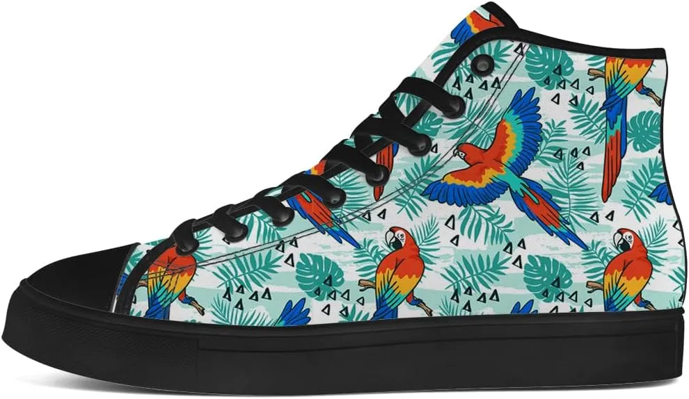 Parrot High Top Canvas Shoes for Men Women Bird High Top Sneakers Lace Up Casual Shoes Gifts for Dad Mom