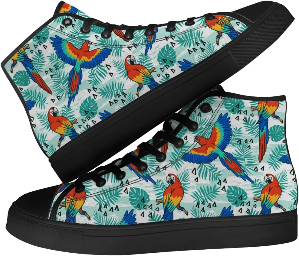 Parrot High Top Canvas Shoes for Men Women Bird High Top Sneakers Lace Up Casual Shoes Gifts for Dad Mom
