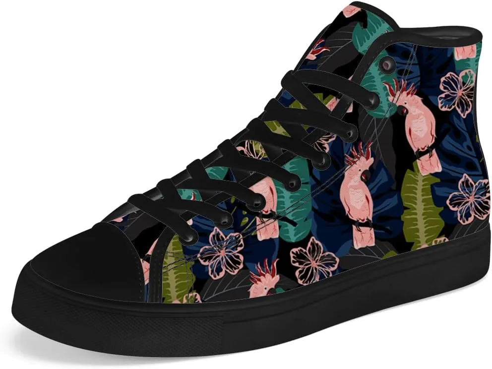 Parrot High Top Canvas Shoes for Men Women Bird High Top Sneakers Lace Up Casual Shoes Gifts for Dad Mom