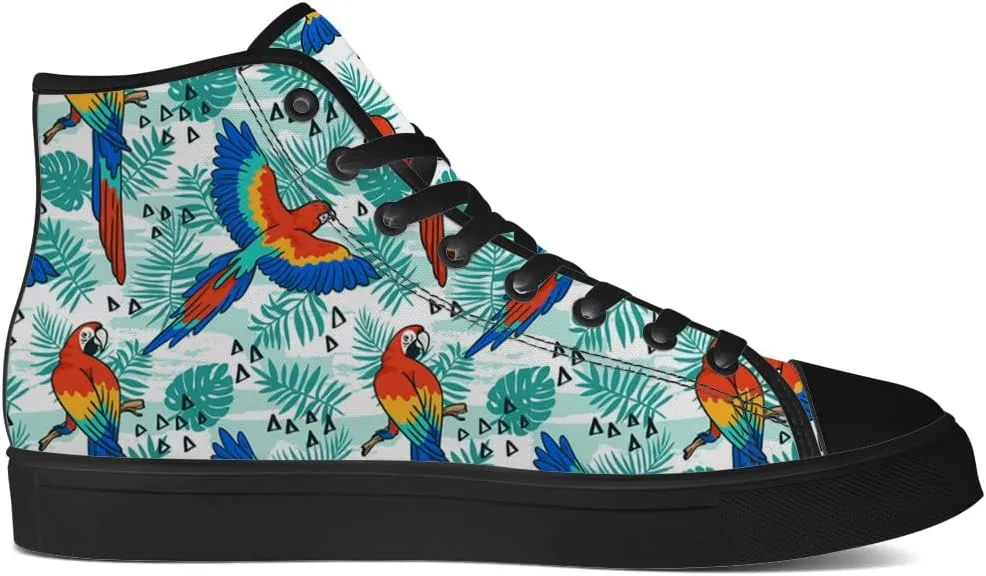 Parrot High Top Canvas Shoes for Men Women Bird High Top Sneakers Lace Up Casual Shoes Gifts for Dad Mom