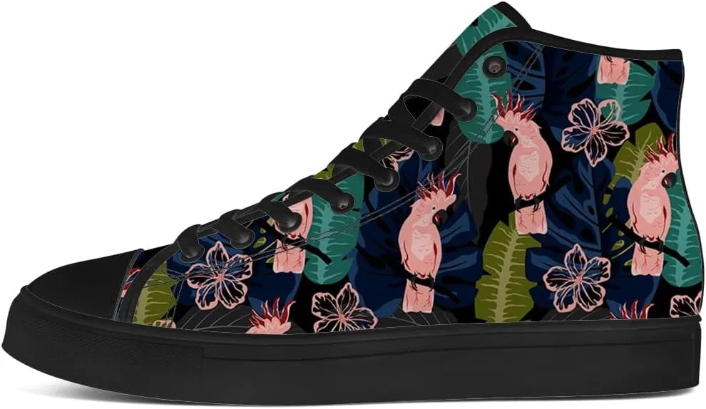 Parrot High Top Canvas Shoes for Men Women Bird High Top Sneakers Lace Up Casual Shoes Gifts for Dad Mom
