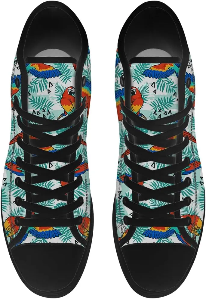 Parrot High Top Canvas Shoes for Men Women Bird High Top Sneakers Lace Up Casual Shoes Gifts for Dad Mom