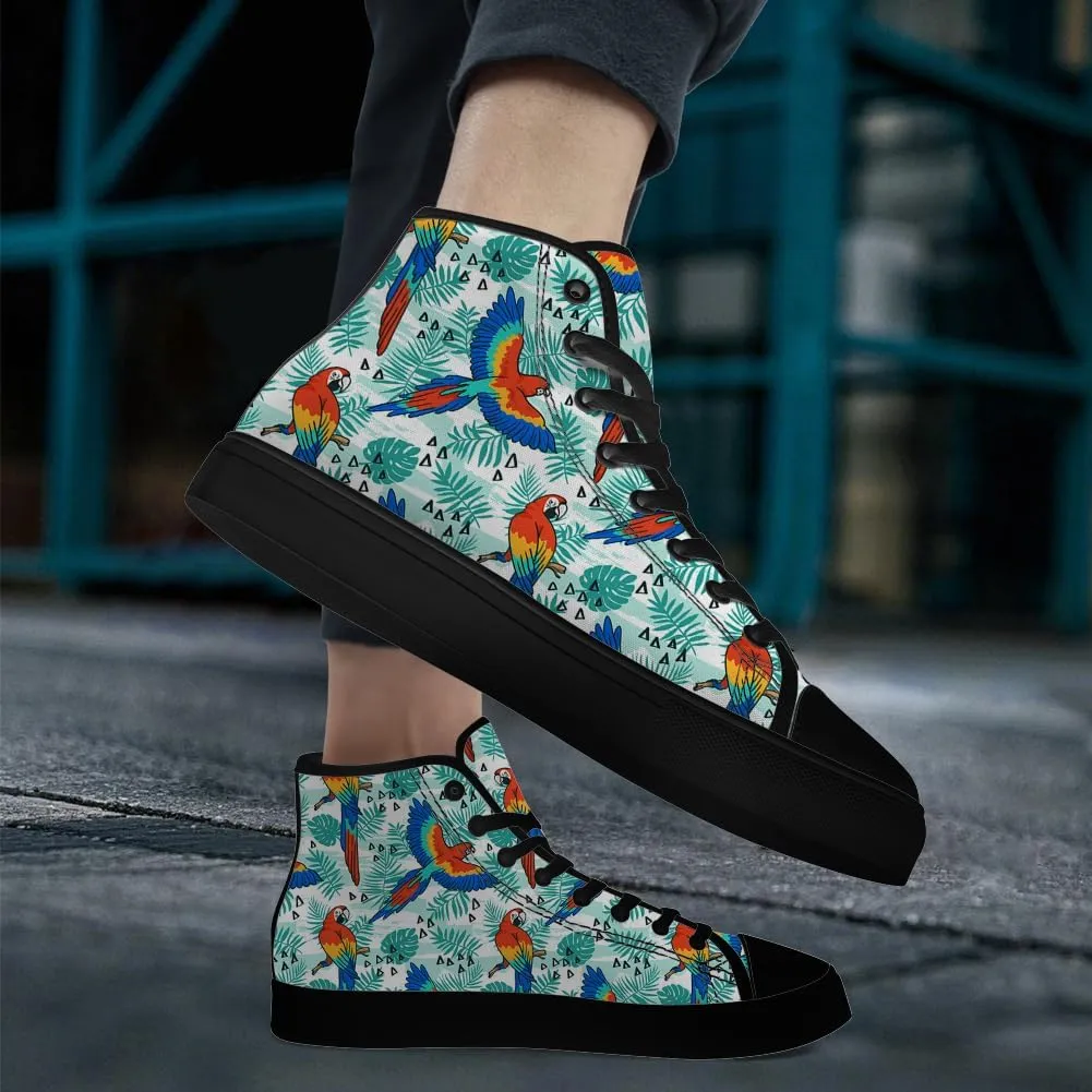 Parrot High Top Canvas Shoes for Men Women Bird High Top Sneakers Lace Up Casual Shoes Gifts for Dad Mom