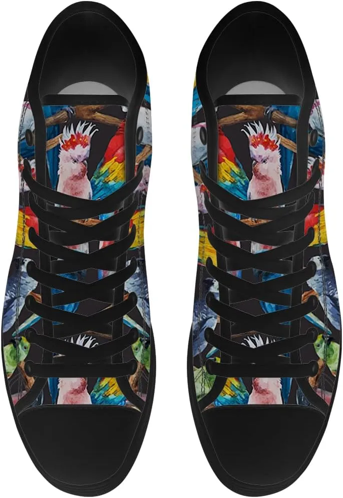 Parrot High Top Canvas Shoes for Men Women Bird High Top Sneakers Lace Up Casual Shoes Gifts for Dad Mom