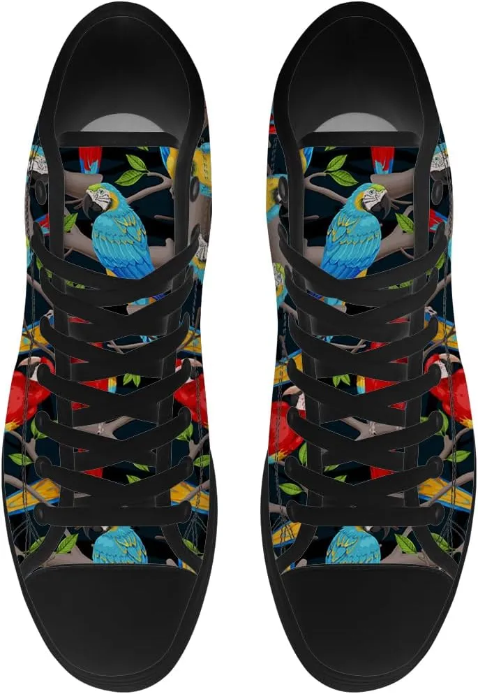Parrot High Top Canvas Shoes for Men Women Bird High Top Sneakers Lace Up Casual Shoes Gifts for Dad Mom