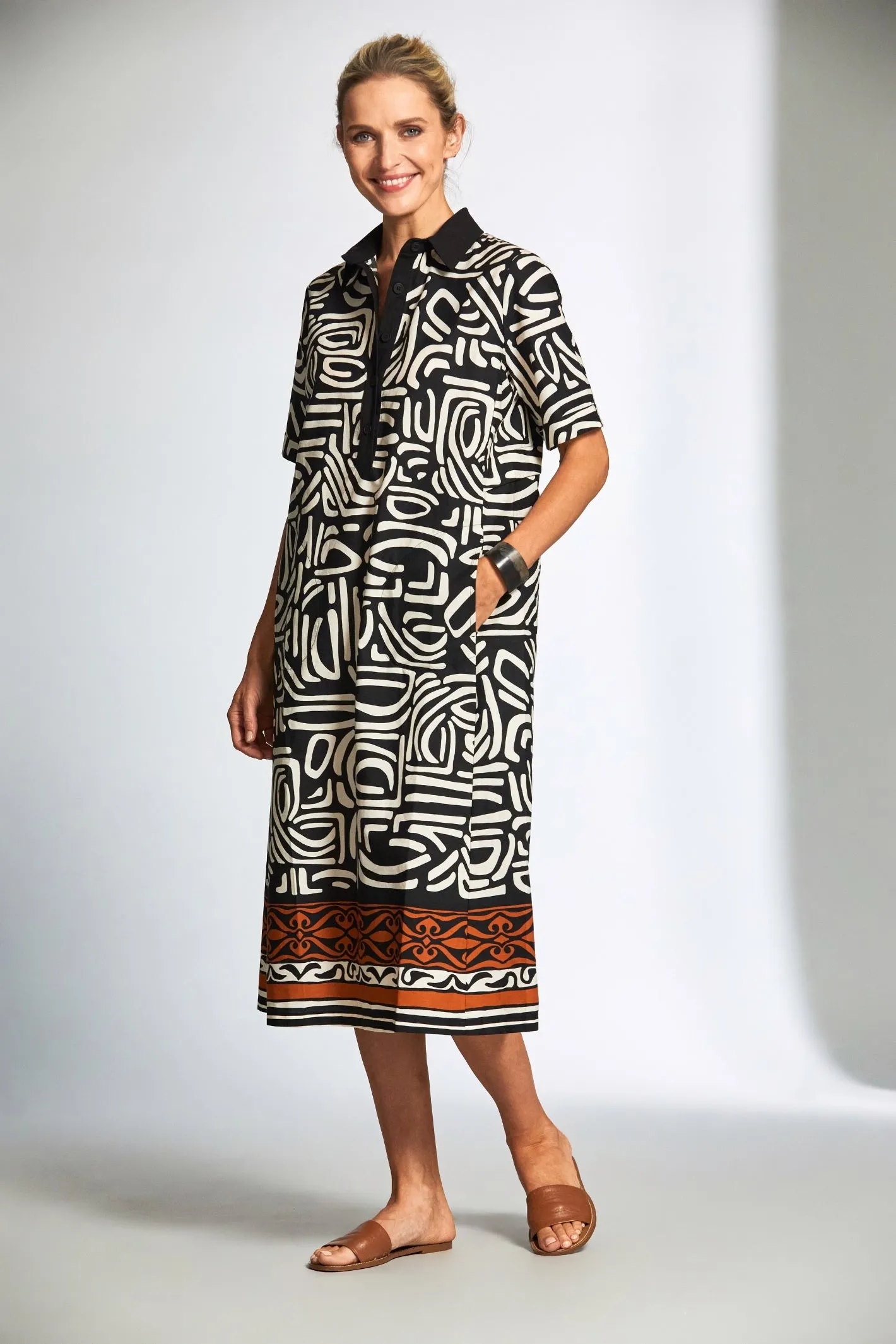 Peruzzi S25195 Border Print Dress