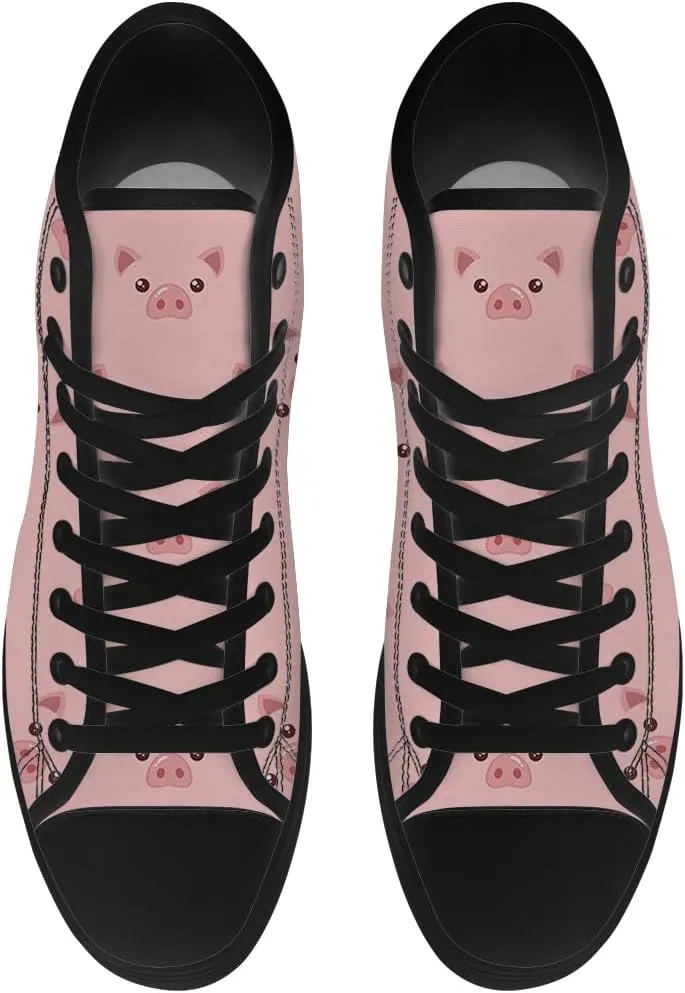 Pig High Top Canvas Shoes for Men Women High Top Sneakers Lace Up Casual Shoes Gifts for Boyfriend Girlfriend