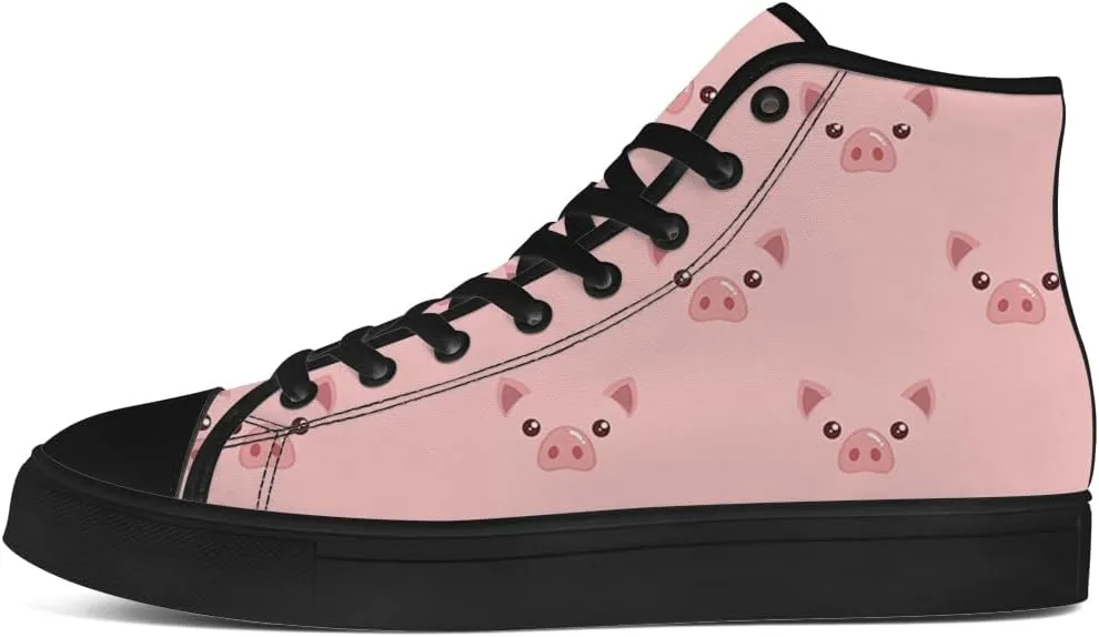 Pig High Top Canvas Shoes for Men Women High Top Sneakers Lace Up Casual Shoes Gifts for Boyfriend Girlfriend
