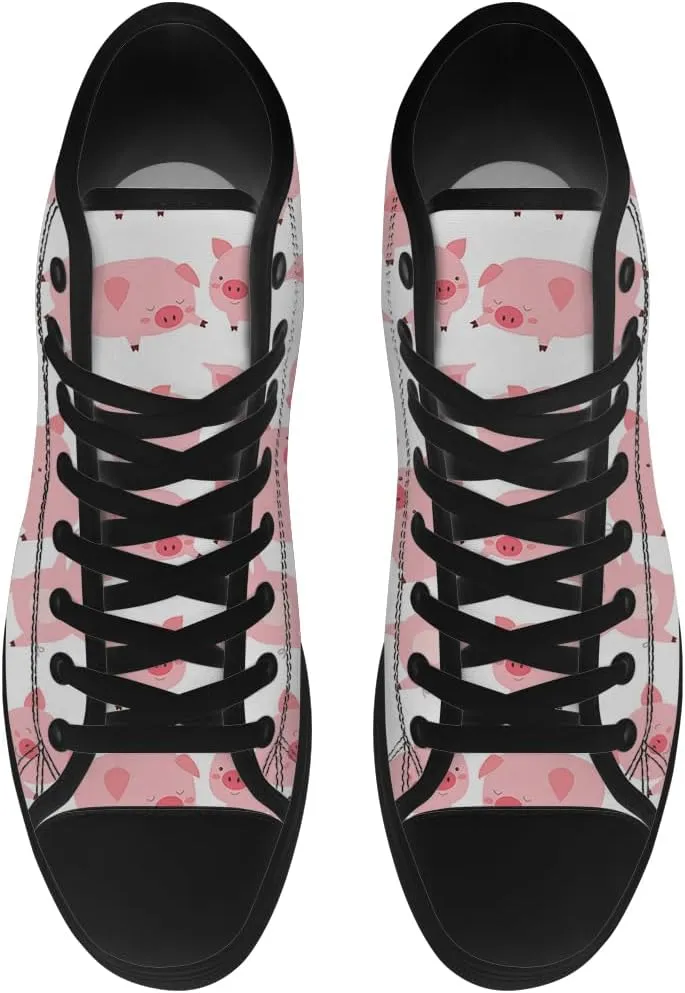 Pig High Top Canvas Shoes for Men Women High Top Sneakers Lace Up Casual Shoes Gifts for Boyfriend Girlfriend