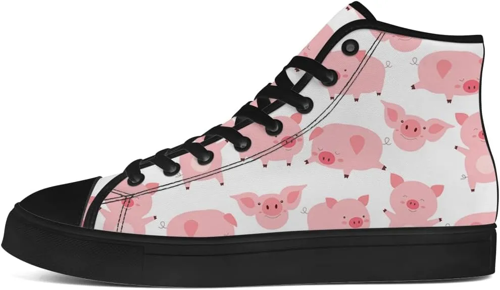 Pig High Top Canvas Shoes for Men Women High Top Sneakers Lace Up Casual Shoes Gifts for Boyfriend Girlfriend