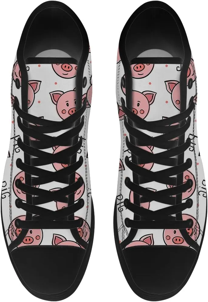 Pig High Top Canvas Shoes for Men Women High Top Sneakers Lace Up Casual Shoes Gifts for Boyfriend Girlfriend