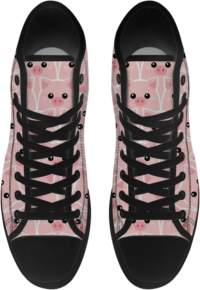 Pig High Top Canvas Shoes for Men Women High Top Sneakers Lace Up Casual Shoes Gifts for Boyfriend Girlfriend