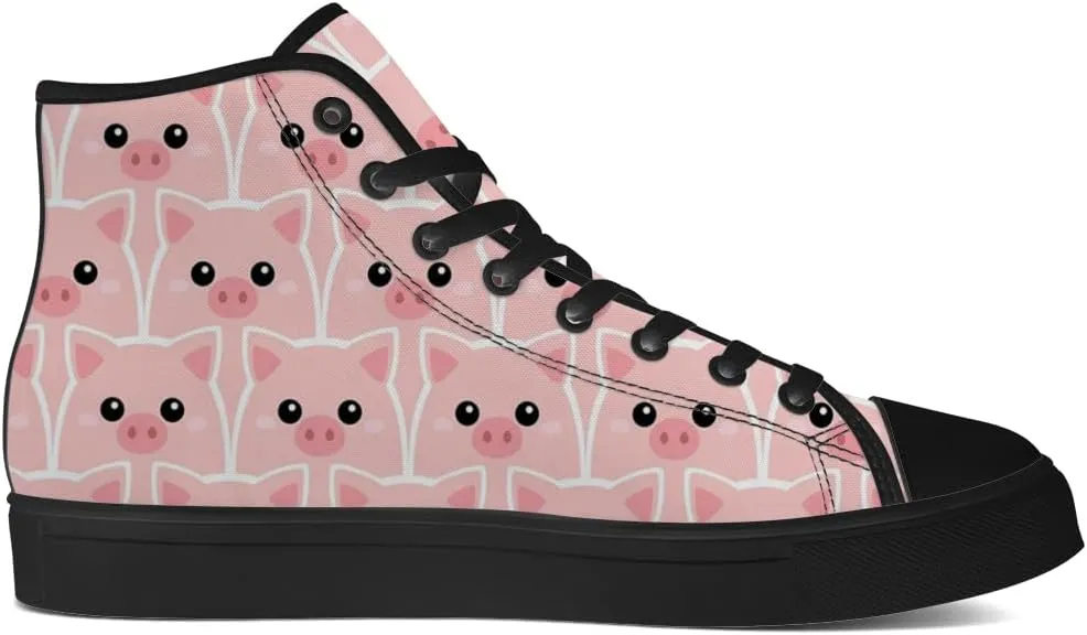Pig High Top Canvas Shoes for Men Women High Top Sneakers Lace Up Casual Shoes Gifts for Boyfriend Girlfriend