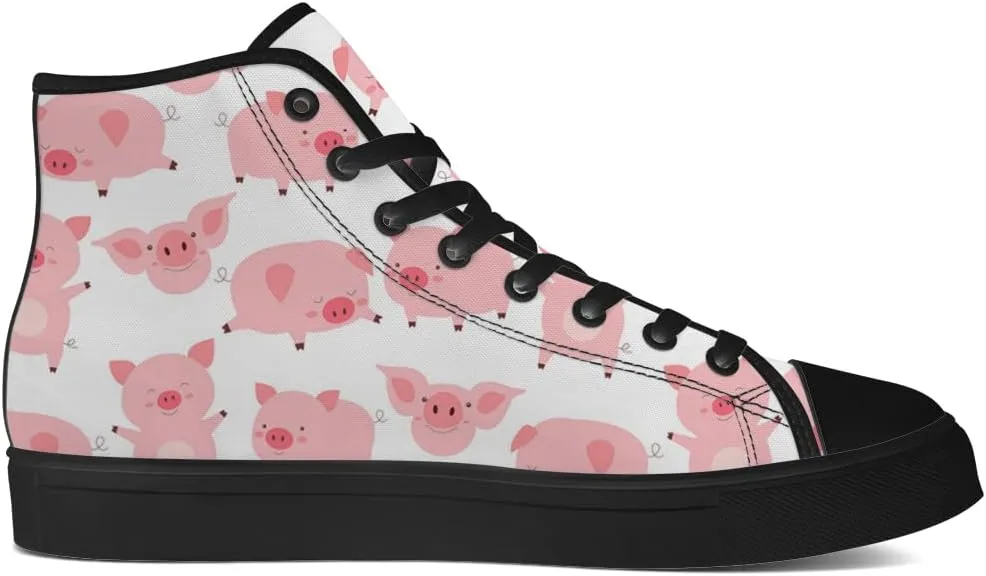 Pig High Top Canvas Shoes for Men Women High Top Sneakers Lace Up Casual Shoes Gifts for Boyfriend Girlfriend