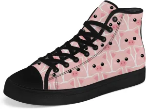 Pig High Top Canvas Shoes for Men Women High Top Sneakers Lace Up Casual Shoes Gifts for Boyfriend Girlfriend