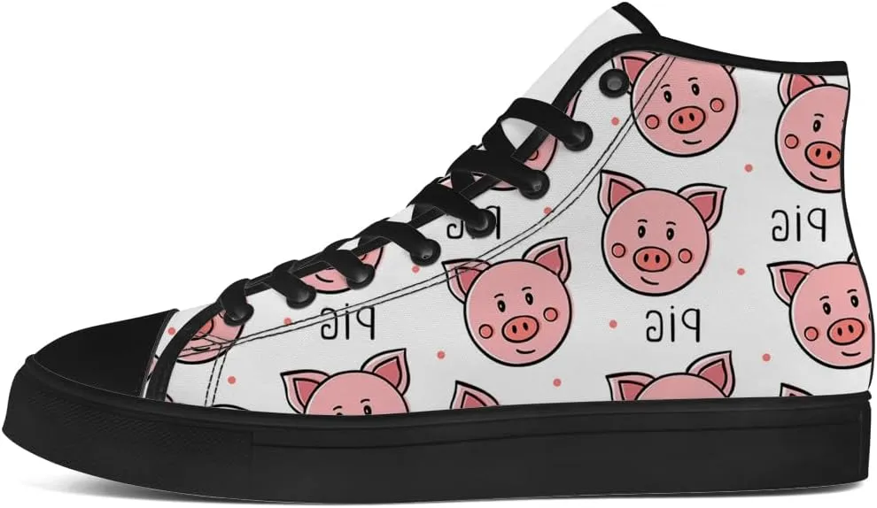 Pig High Top Canvas Shoes for Men Women High Top Sneakers Lace Up Casual Shoes Gifts for Boyfriend Girlfriend