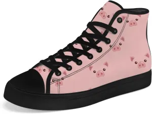 Pig High Top Canvas Shoes for Men Women High Top Sneakers Lace Up Casual Shoes Gifts for Boyfriend Girlfriend
