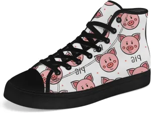 Pig High Top Canvas Shoes for Men Women High Top Sneakers Lace Up Casual Shoes Gifts for Boyfriend Girlfriend