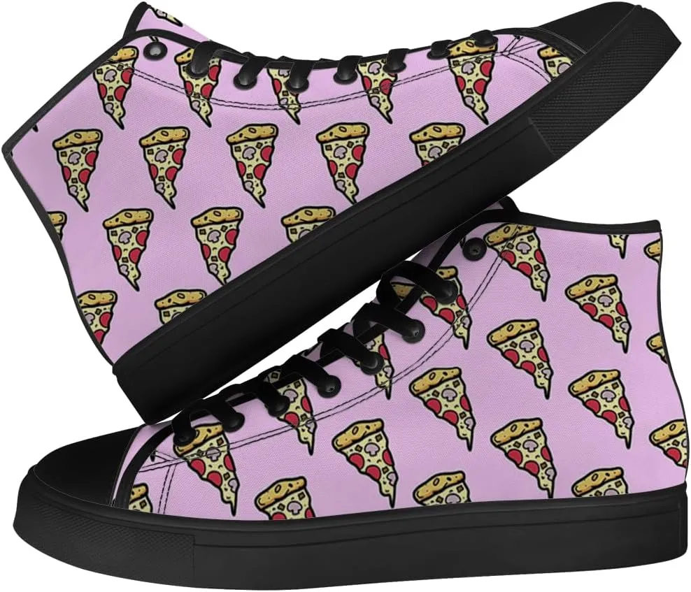 Pizza High Top Canvas Shoes for Men Women High Top Sneakers Lace Up Casual Shoes Gifts for Boyfriend Girlfriend