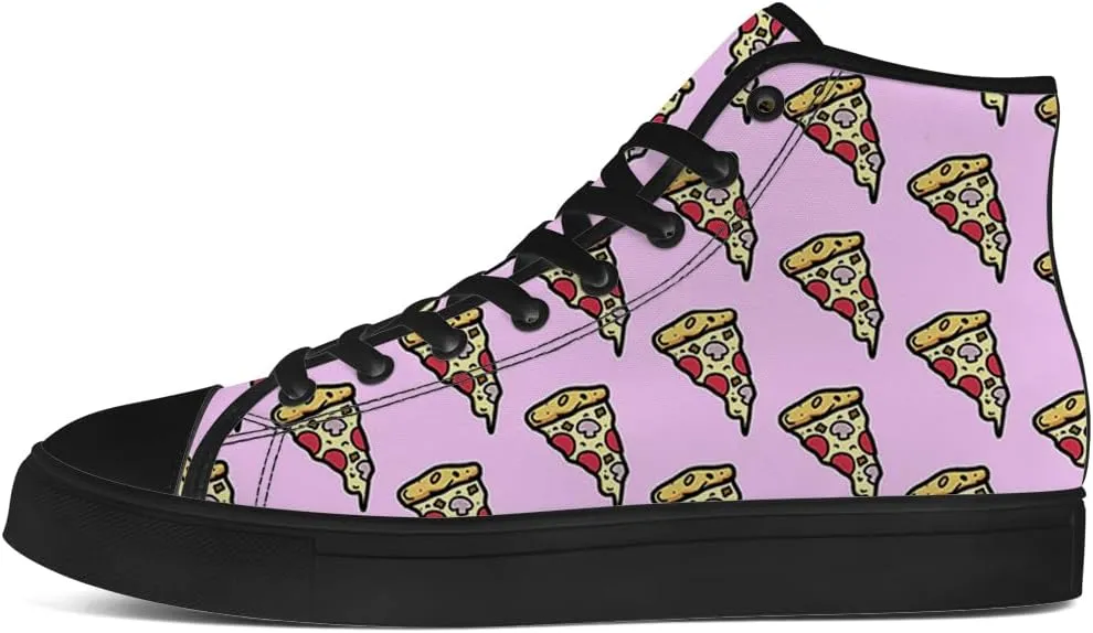 Pizza High Top Canvas Shoes for Men Women High Top Sneakers Lace Up Casual Shoes Gifts for Boyfriend Girlfriend