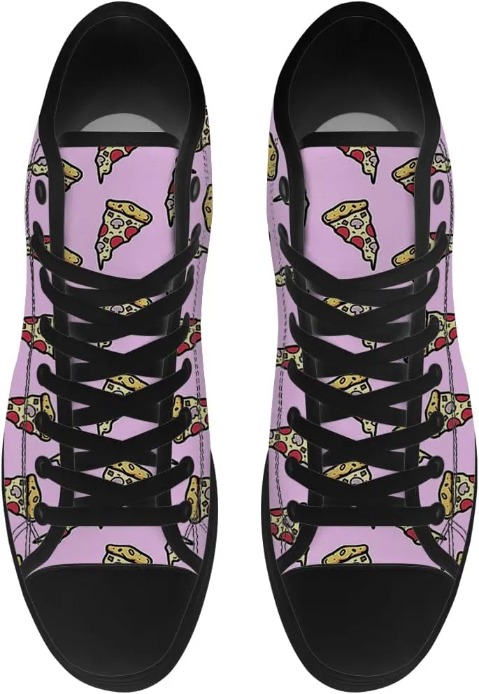 Pizza High Top Canvas Shoes for Men Women High Top Sneakers Lace Up Casual Shoes Gifts for Boyfriend Girlfriend