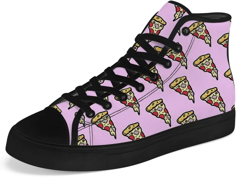 Pizza High Top Canvas Shoes for Men Women High Top Sneakers Lace Up Casual Shoes Gifts for Boyfriend Girlfriend