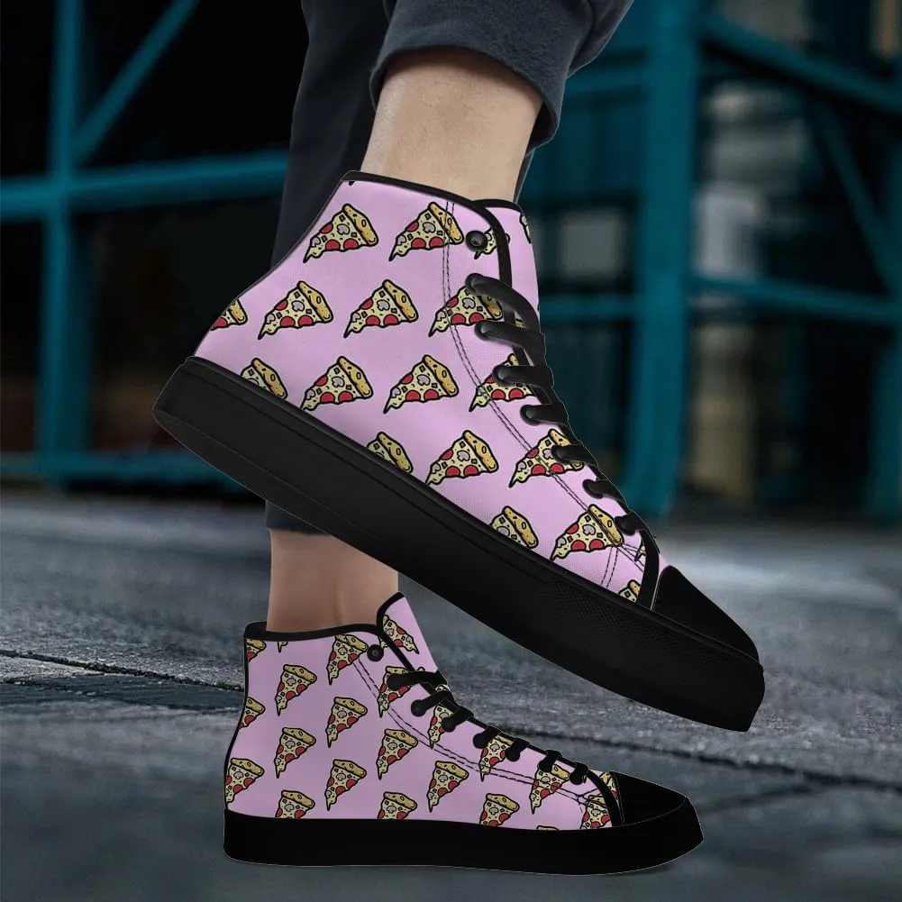 Pizza High Top Canvas Shoes for Men Women High Top Sneakers Lace Up Casual Shoes Gifts for Boyfriend Girlfriend
