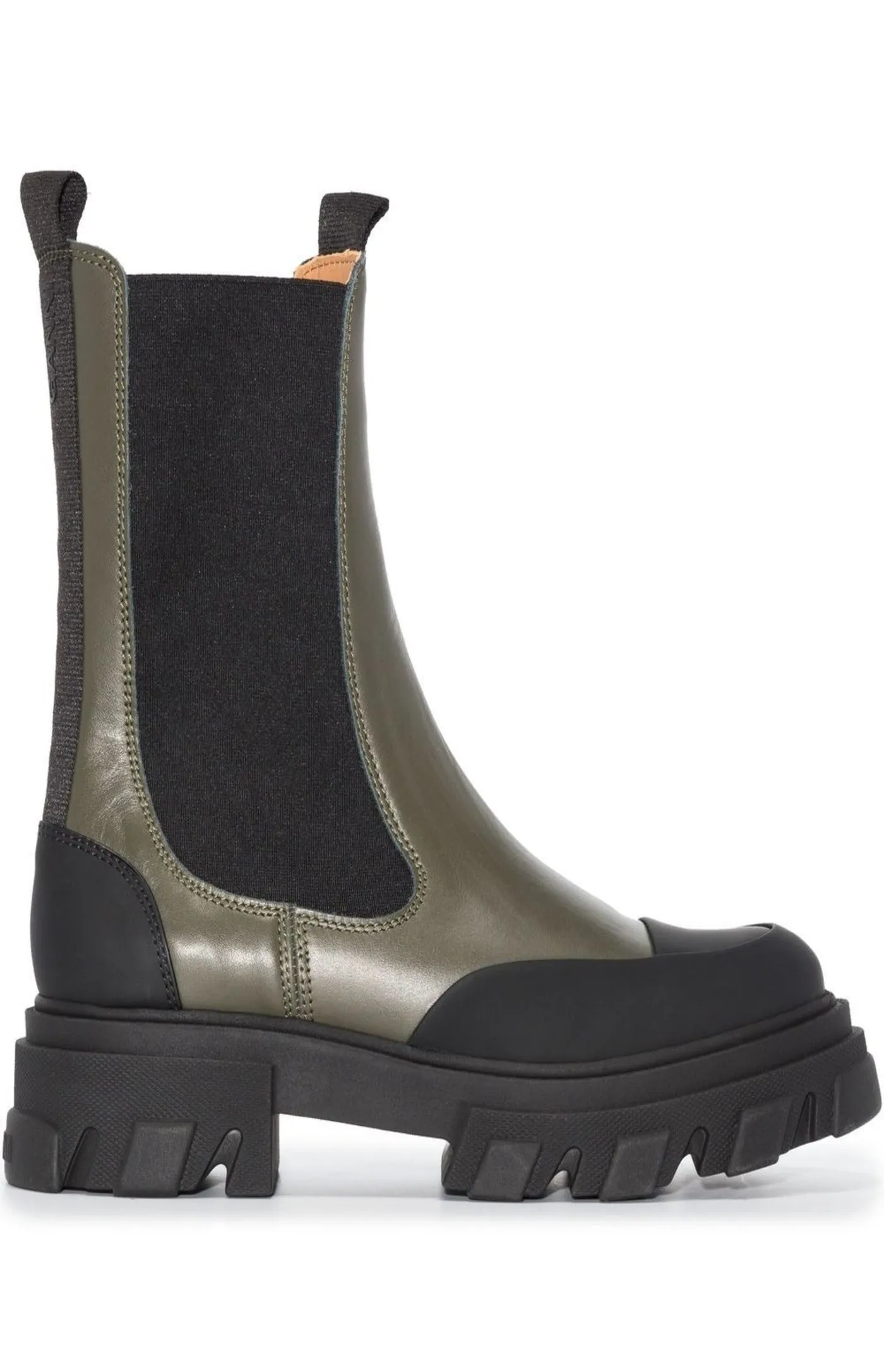 Polished-finish ridged-sole boots