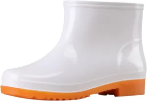 Rain Boots for Women Waterproof Ankle Booties with Chunky Heel Chelsea Boots Short Platform Rain Boots Garden Outdoor Rubber