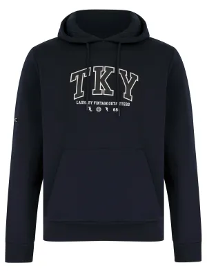 Refract Motif Brushback Fleece Pullover Hoodie in Sky Captain Navy - Tokyo Laundry