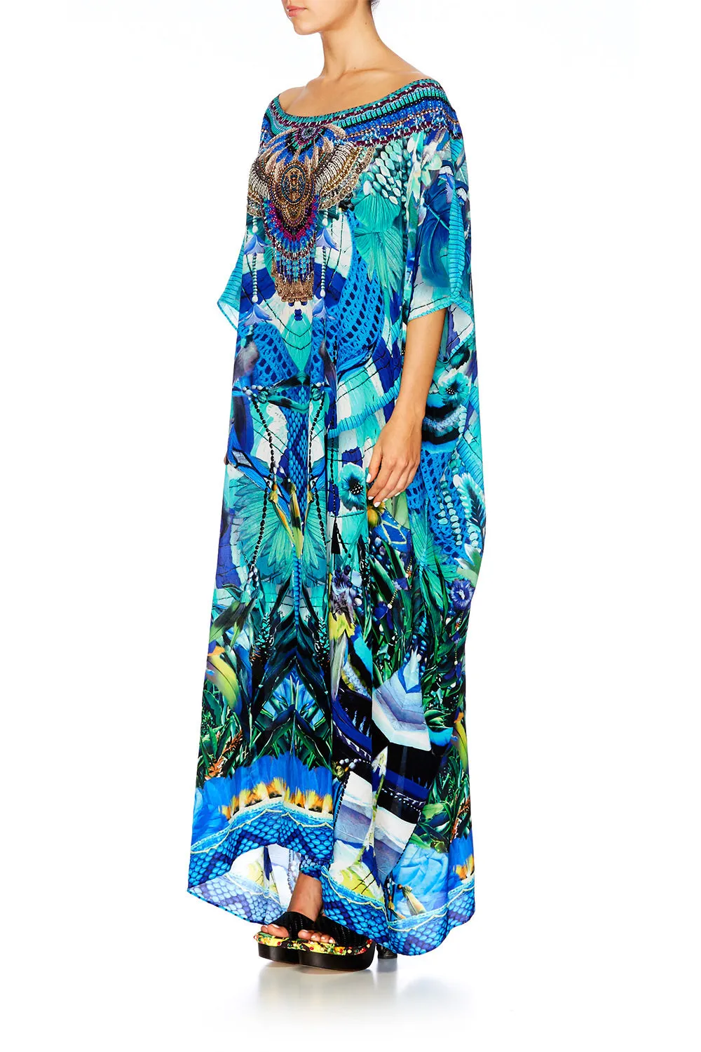 ROUND NECK KAFTAN AMAZON AZURE