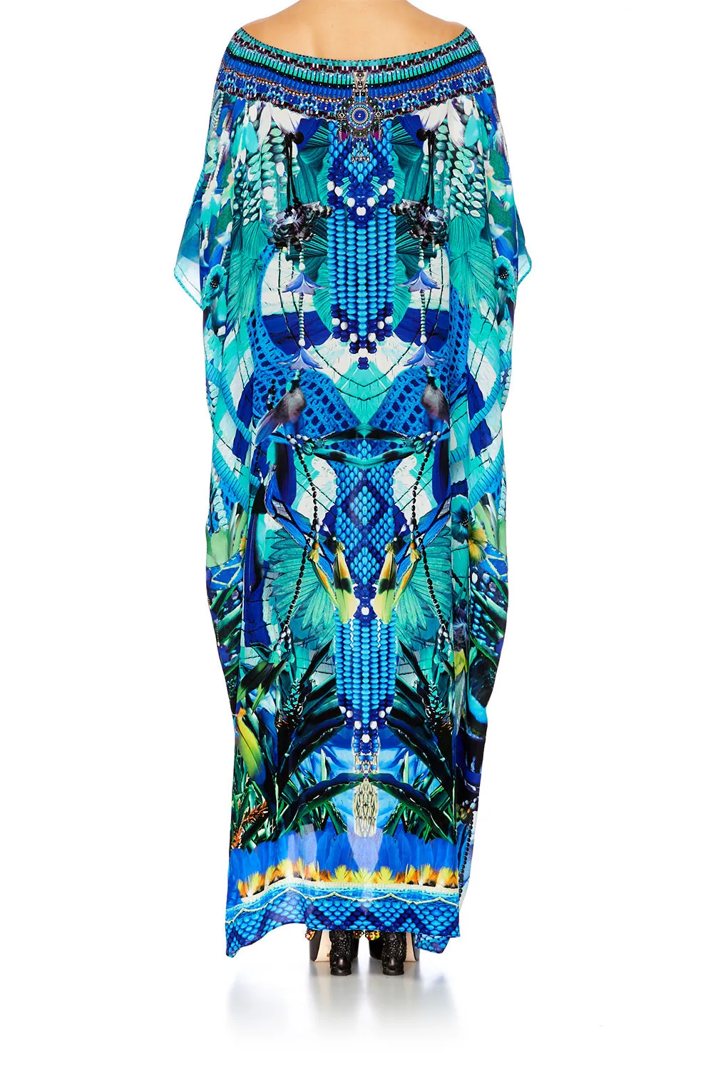 ROUND NECK KAFTAN AMAZON AZURE